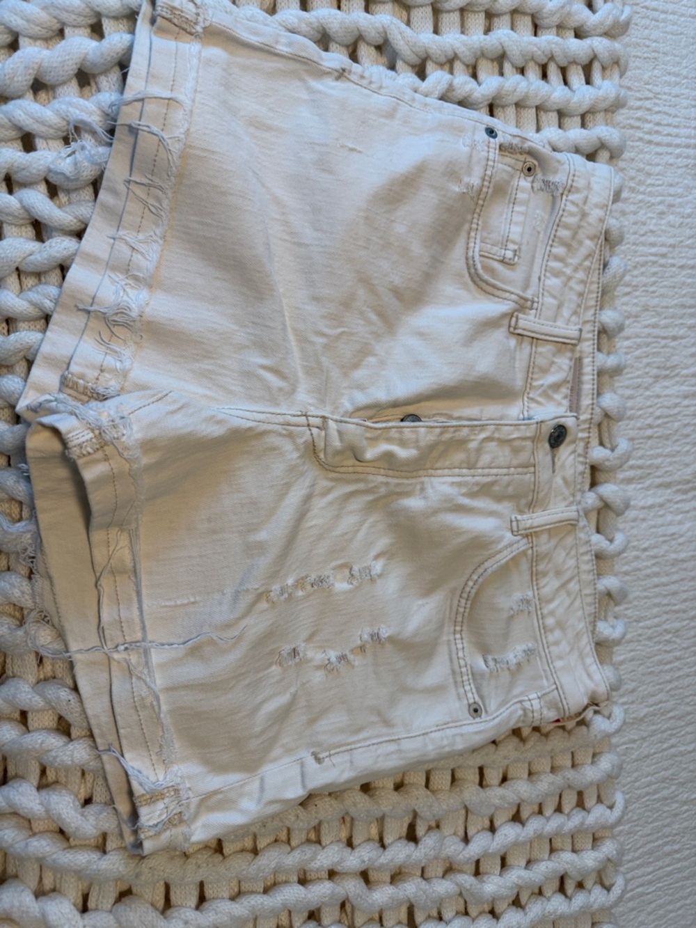 Pilcro White Distressed Denim Jean Shorts